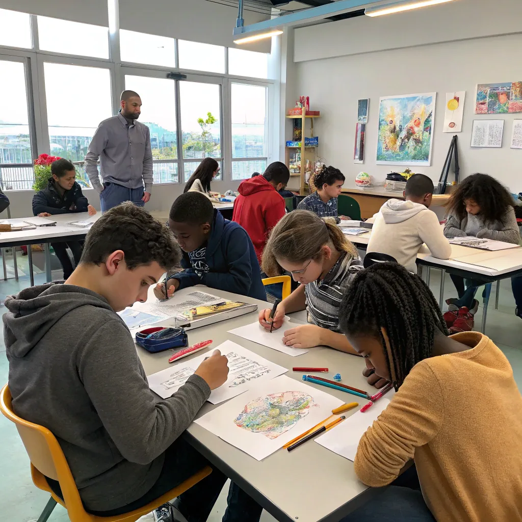 Students attending a drawing class at SYNTRAVALON